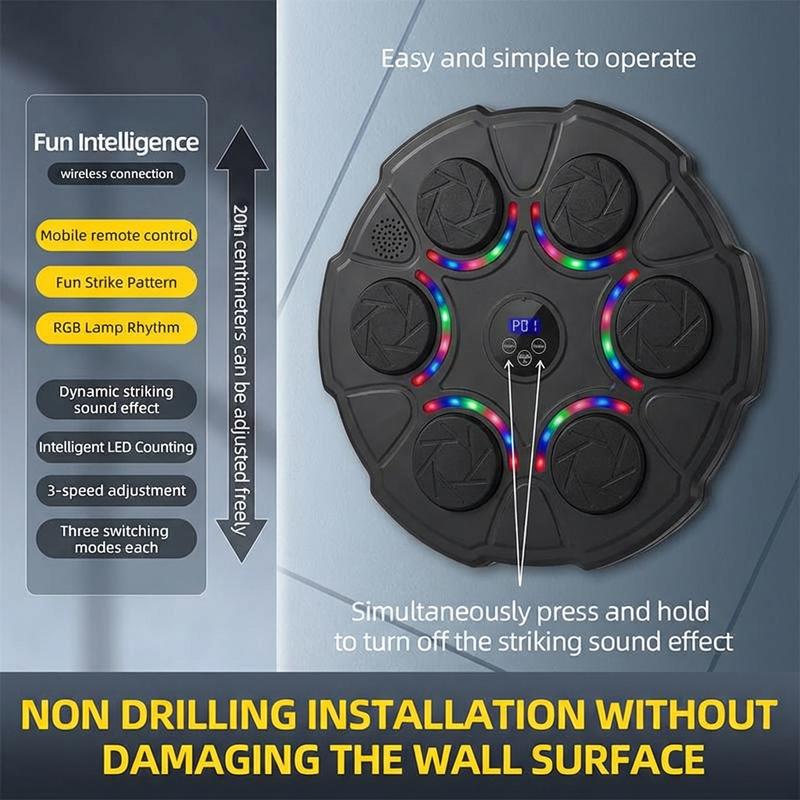 [ Valentine's Day gift ] Music Boxing Machine with Gloves Wall-Mounted Punching Trainer for Teens & Adults Smart Bluetooth Interactive Musical Boxing Trainer Ideal for Home Gym or Garage Use