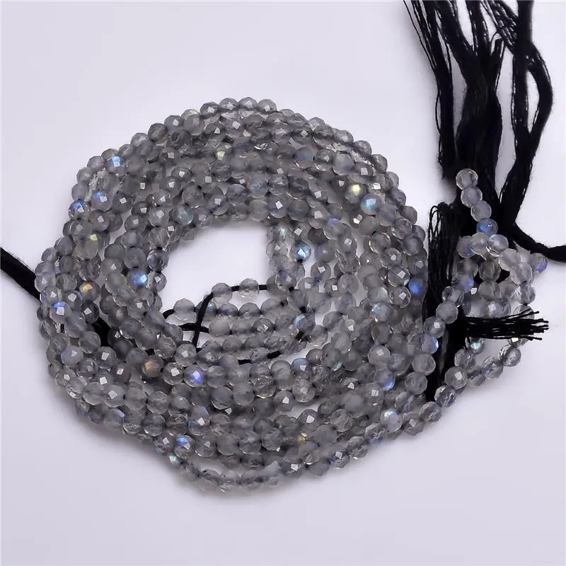 100% Natural Labradorite Gemstone Round Faceted Beads 3X3 mm Strand 13" EB-240