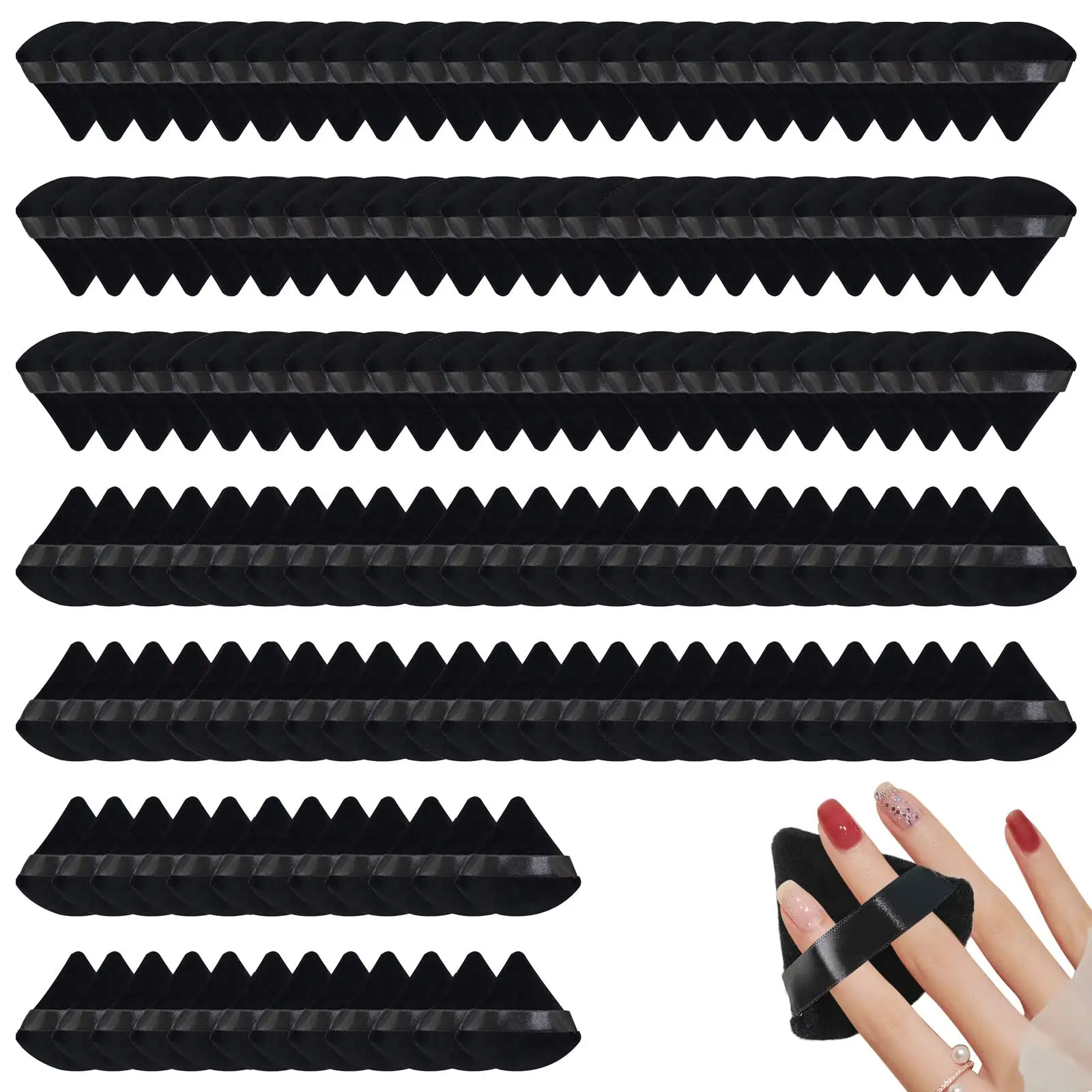 150 Pieces Powder Puff Face Triangle Makeup Puff Soft Velour Puffs for Loose Powder Cosmetic Foundation Makeup Blender Sponge Beauty Makeup Tool