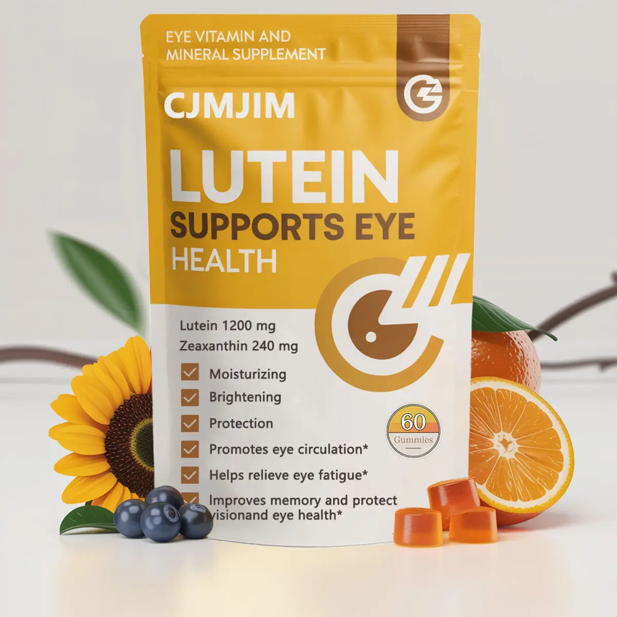 CJMJim CellJuvMax Lutein & Zeaxanthin Chewable Jelly Gummies, Berry Flavored Supplement with Astaxanthin, Vitamins A/C/E, Blue Light Defense for Vision & Natural Eye Health Support, 60 Count