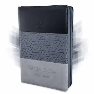 Biblia con Cierre Letra Gigante Manual 14 puntos RV1960 imit piel tricolor gris y negro con índice