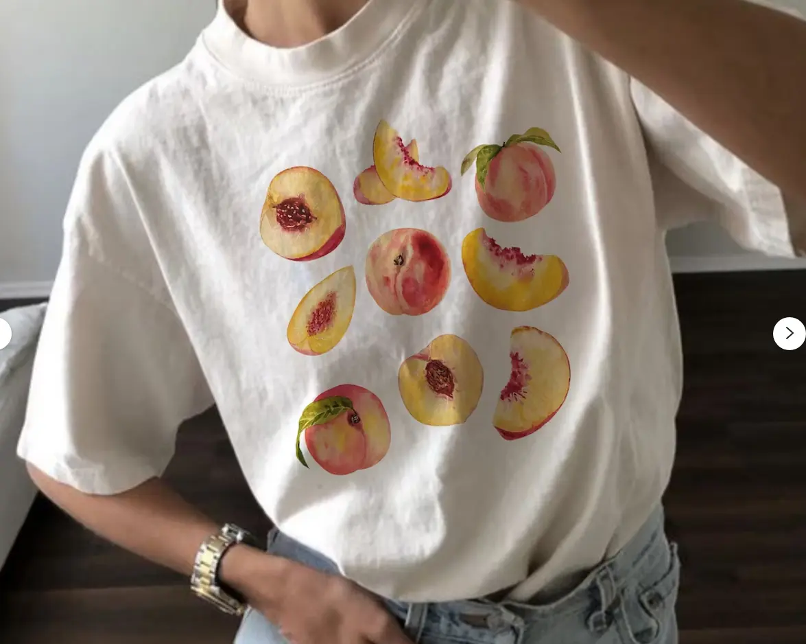 Peach T-Shirt Vintage Graphic Fruit T-Shirt Aesthetic Fruit T-Shirt Boho tShirt Fruit Tee Peach TShirt Peach Graphic T-Shirt Gift For Women