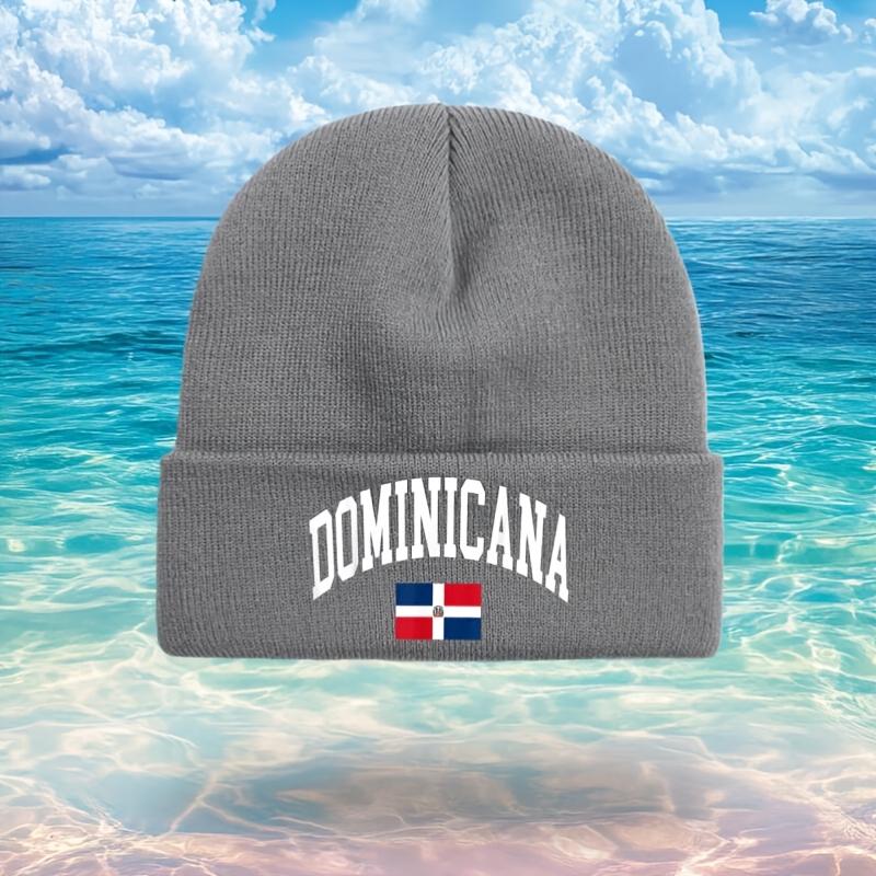 S&H Dominican Republic Dominicana Cheongsam Hat - Unisex Adult and Youth Winter Warm Hat, with Letter and Flag Design, Machine Washable, Comfortable Casual and Cultural Pride Accessory, Suitable for Men and Women, Ideal Gift for Dominican Culture Enthusia