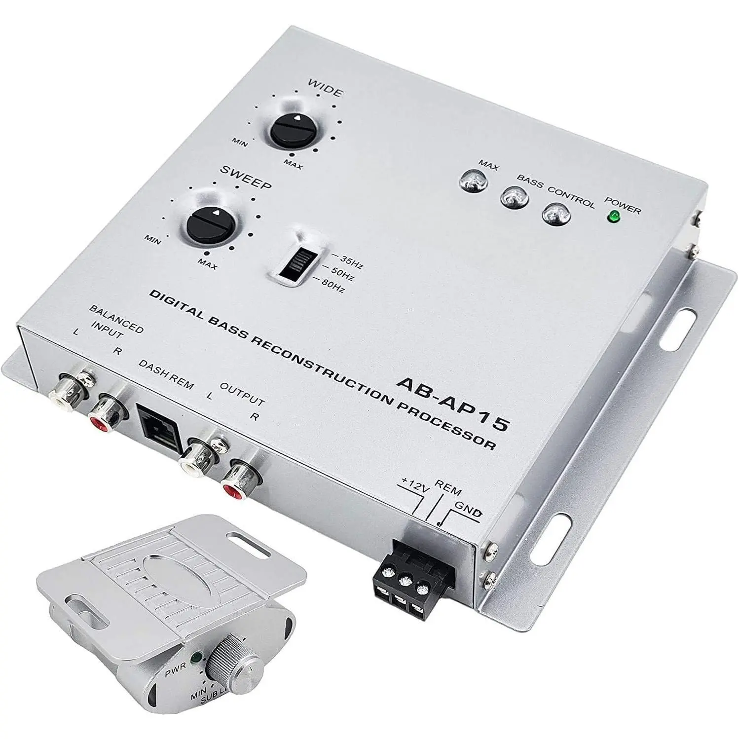 AP15-1/2 Din  Audio Digital Bass Processor, Sound Restoration & Crossover for  Subwoofer with Bass Knob/Input Level: 15V RMS & Output Level: 13.5V  -2nd Gen