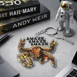 Amaze Amaze Amaze Keychain, Project Hail Mary Inspired Keychain, Rocky Keyring, Bookish Gift, Sci-Fi Fan Accessory