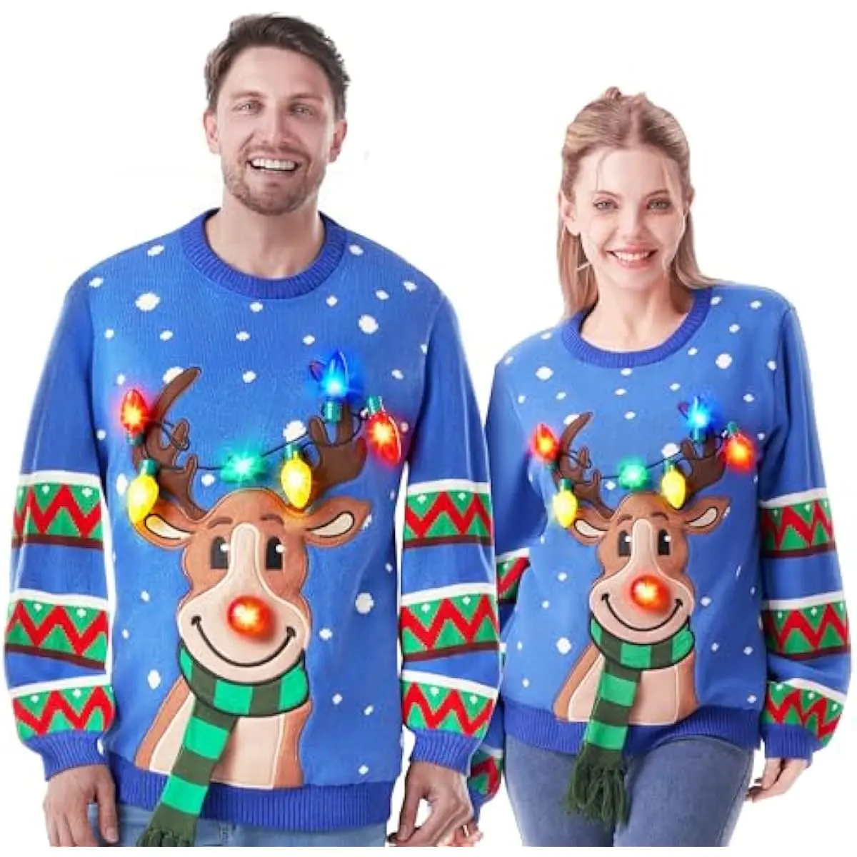Christmas Sweaters Reindeer Ugly Sweater with Light Bulbs
