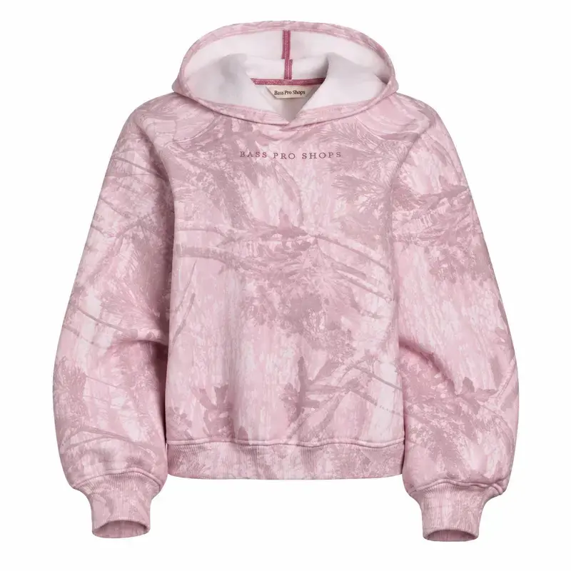 Bass Pro Shops Pink Camo Hoodie, Balloon Sleeve Pink Camouflage Sweatshirt, Outdoor Graphic Pullover, Y2K Aesthetic Camo Gift for Her, Cozy Streetwear