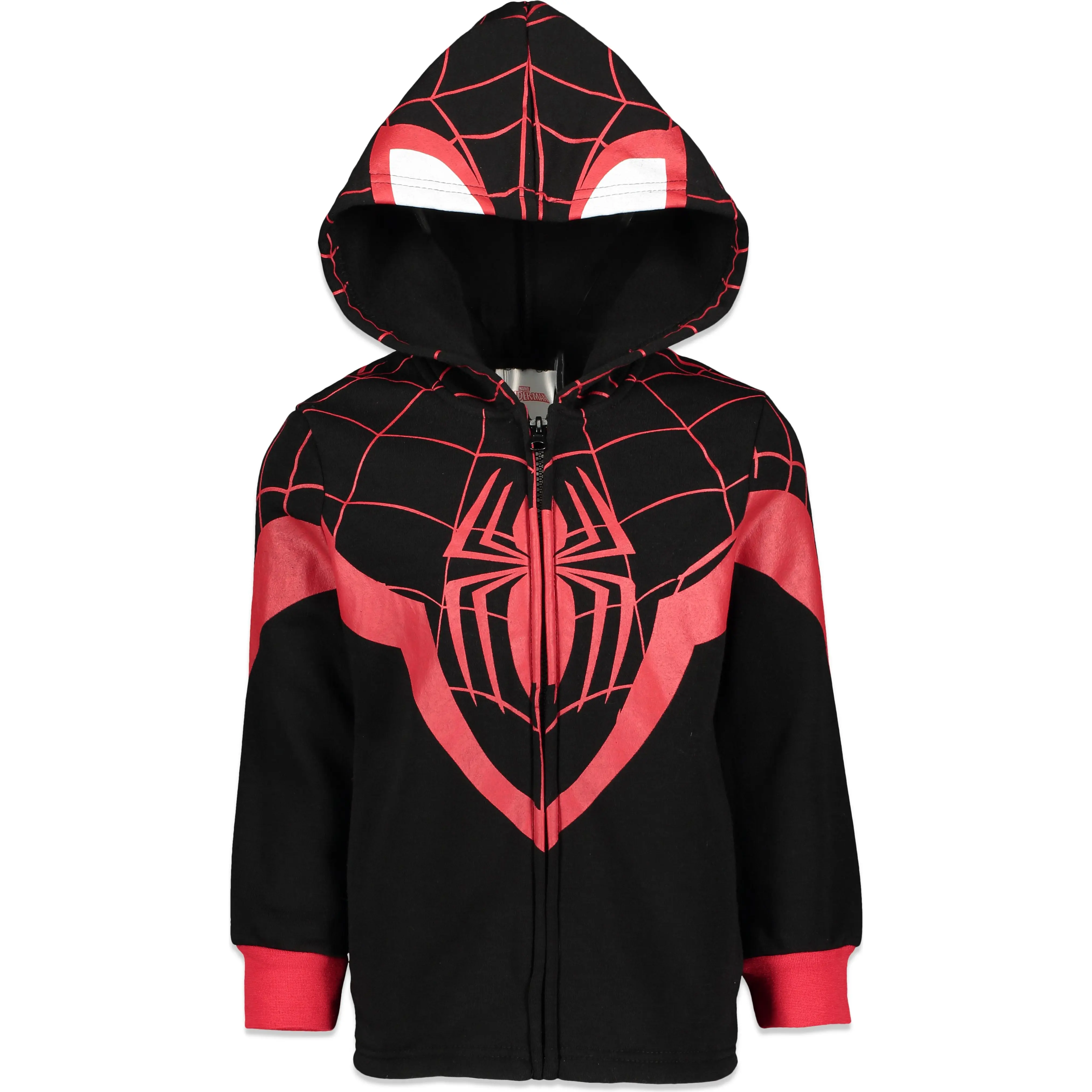 Marvel Spider-Verse Miles Morales Graphic Costume Zip-Up Hooded Sweatshirt Black Toddler to Big Kid