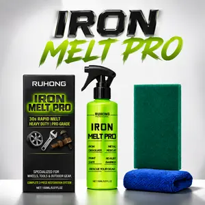 Rapid Iron Rust Remover Spray for Car Wheels & Tools, Heavy Duty Metal Restoration Kit with Scrub Sponge & Microfiber Cloth, Paint Safe 5oz
