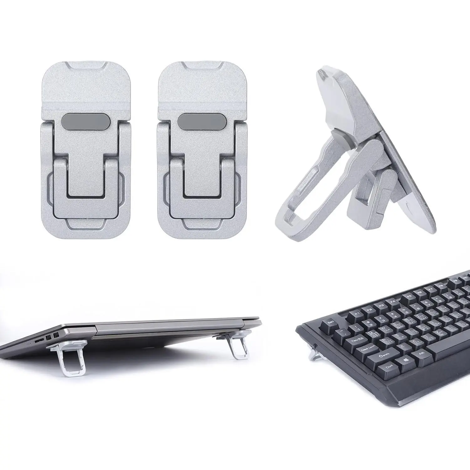 Keyboard Riser, Computer Keyboard Stand with Dual Tilt Angle Adjustment, Keyboards Riser for Desk, Keyboards Lift for Desk, Laptop Computer Stand, Laptop Feet Legs