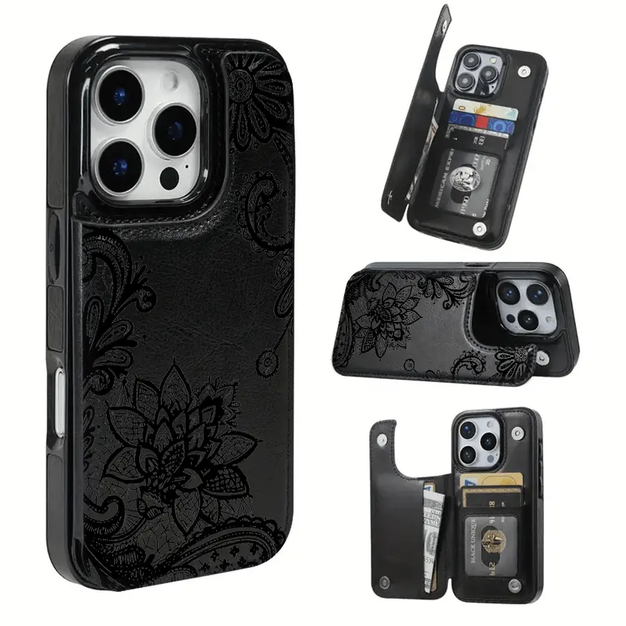 Phone case: lace flower pattern, this practical TPU material phone case has a card slot design, and has various functions such as bank card and bus card. Suitable for iPhone 16 Pro Max, 16, 15 Pro, 14 PLUS, 13, 12 Pro Max series,Christmas,Delight,Silicone