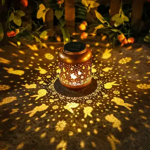 Rabbit Solar Lanterns Outdoor Waterproof,Garden Decor Solar Lights Bunny Gifts for Women Mom Grandma,Metal Outside Decoration Hanging Lantern for Yard,Porch,Patio,Landscape,Backyard,Lawn