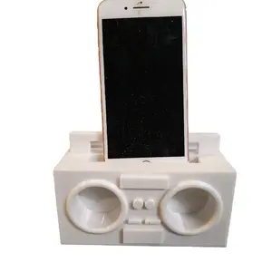 Boombox Style Passive Phone Speaker Amplifier with Charger Cable Hole - Retro Smartphone Stand - Cellphone