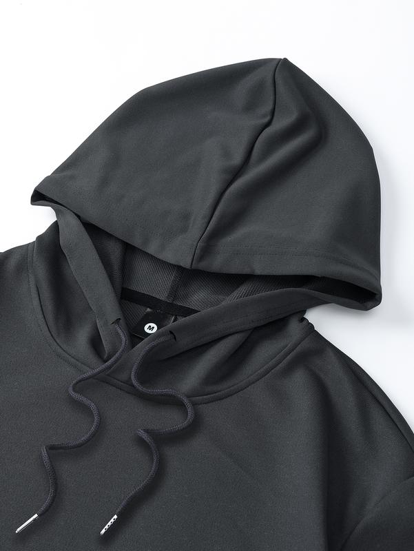 Men's Hoodie and Pants Set American Streetwear with Lightning Cross Print Stylish Casual Wear Featuring Slight Stretch and Detailed Pockets Black Trouser Longsleeves