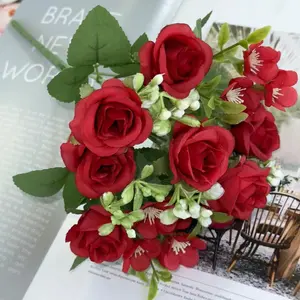 6pcs Mini Realistic Rose Flower Decorations, Living Room Home Decor, Outdoor Floral Arrangements, Wedding Decoration, Small Bouquets