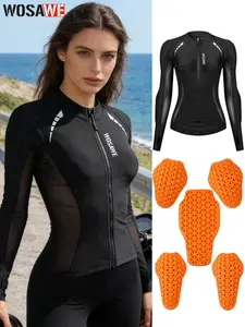 WOSAWE Women's Motorcycle Riding Airflow Suit, Four-Season Shaping Soft Jacket, Slim Fit Knight Costume, Comfortable and Stylish Light & Elastic Mesh splicing on arms and armpits, mesh lining in pad areas, breathable and quick-dry