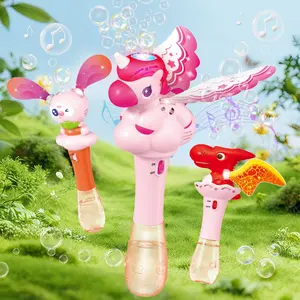 Cute Dinosaur Bubble Machine with 100ML Liquid, One-Button Operation, Sound Light Effects, Leakproof Design, Outdoor Interactive Toy