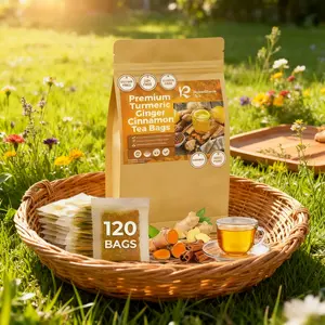 Rebellious Tea Premium Turmeric Ginger Cinnamon Tea Bags 100% Natural Anti-Inflammatory Eco-Friendly 120 Count Sugar-Free Caffeine-Free Gluten-Free Vegan Herbal Loose Leaf Beverage Fruit