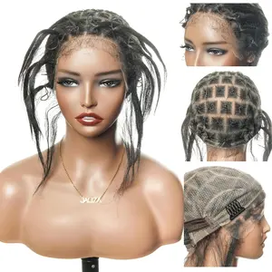 Lace Crochet Wig Cap for Braiding, 13x1 Hand-Tied  Scalp Base, Glueless Breathable Wig Cap with  Hair for DIY Braids & Thinning Hair