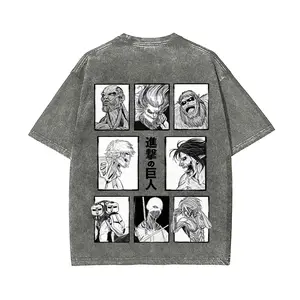 Attack on Titan All the Titans Manga Oversize Unisex Washed T-Shirt for Women and Men's