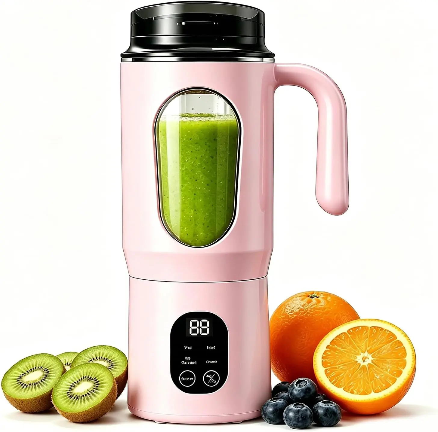 Portable Blender 12-Blades Portable Juicer for Smoothies, 580ml Rechargeable Personal Blenders with Handle & Extra Lid, USB-C Mini Blender Cup for Travel, Office, Gym, BPA-Free (Pink)