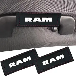 2pcs For Dodge RAM PU Leather Car Interior Seat Cover Accessories, Car Handle Protection Cover Accessories, Car Interior Accessory