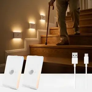 1/2/4 Piece LED Motion Sensor Night Light, USB Rechargeable Dual Head Night Lamp, Led Mood Light, Ideal for Bedroom, Hallway, Cabinet, Kitchen Lighting