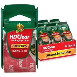 HD Clear Packing Tape Dispensers 6 Rolls of Heavy Duty Shipping Moving Packing Tape Clear Strong Packaging Tape for Boxes Packing Moving Supplies 1.88 In x 22.2 Yards
