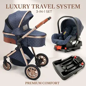 Baby Stroller Deals-For-You-Days, 4-in-1 Portable Foldable Convertible Stroller with Sunshade, High Quality Lightweight Bassinet Travel System with Car Seat and Safety Seatbelt, Ideal for Baby Outdoor Walks, Travel Running and Shopping, Vintage Straw Styl