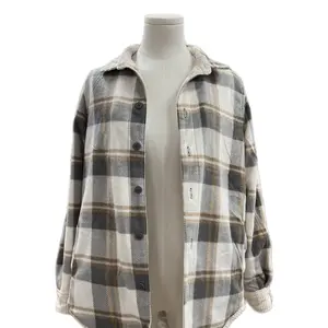 REVERSABLE Dolce Jacket Cream Coats Tops Plaid Long Sleeve Casual