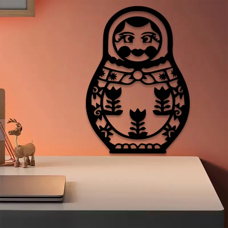 1pc Russian Doll Metal Wall Art, Russian Doll Statue Mural, Perfect for Living Room Wall, Kids Room Wall, Office Wall, Cultural Decor, Ideal Gift for Collectors, Powder-Coated Metal