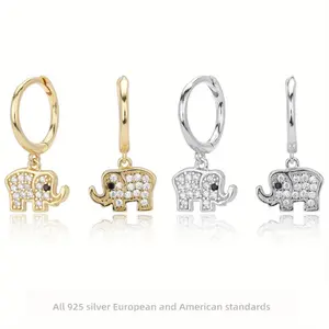 Cross-border New 925 Silver Personality Elephant Earrings for Women Fashion Earrings Niche Design Sense Minimalist Style Earrings