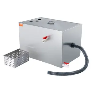 VEVOR Commercial Grease Trap, 40 LBS Grease Interceptor, Top Inlet Interceptor, Under Sink Stainless Steel Grease Trap, 10 GPM Waste Water Oil-water Separator, for Restaurant Canteen Home Kitchen