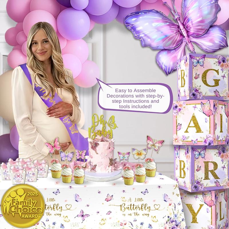 Pink & Purple Butterfly Baby Shower Party Decor