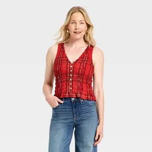 Women's Blouse - Universal Thread Red Plaid XS