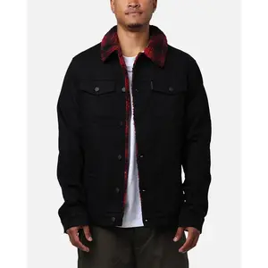 Saint Morta Men's Tartan Sherpa Denim Jacket Black/Red
