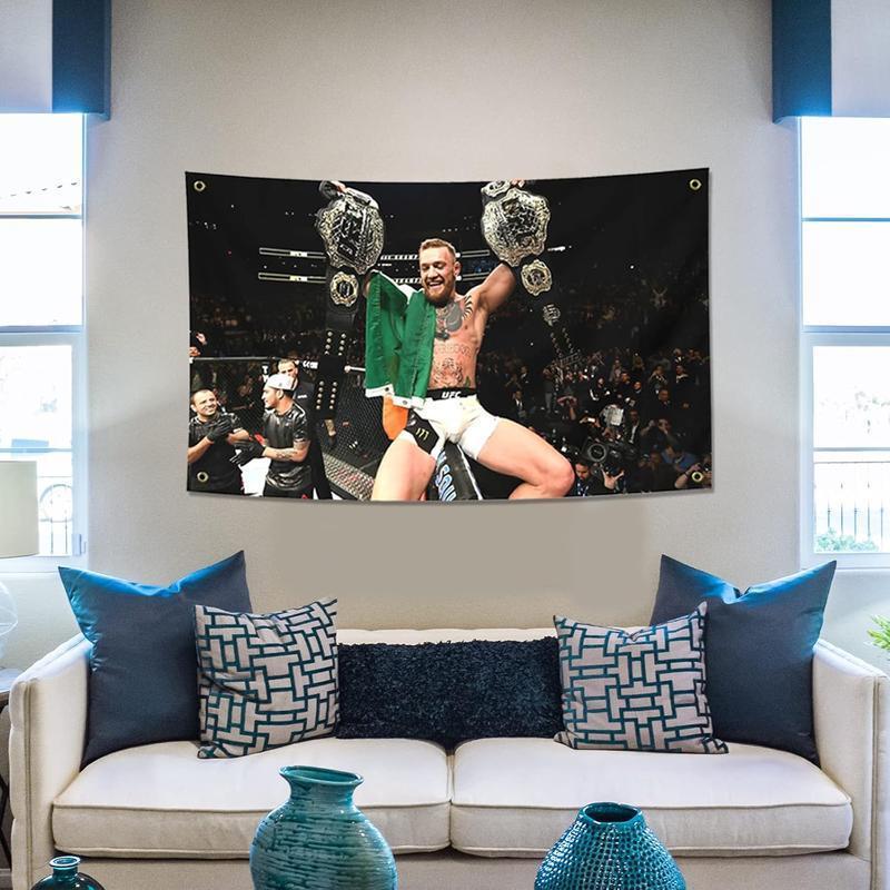Conor McGregor Boxing Flag Funny Poster Durable Man Cave Wall Flag with Brass Grommets 40in*60in Tapestry Flag for College Dorm Room Decor,Outdoor,Bedroom, Parties gifts, travel, filming,events,festivals..