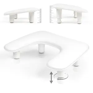 Arm Rest for Nails Tech，Height-Adjustable U Shaped Manicure Nail Arm Rest,Big Microfiber PU Leather Hand Rest for Nails Tech, Professional Salon Manicure Arm Rest Cushion(White)