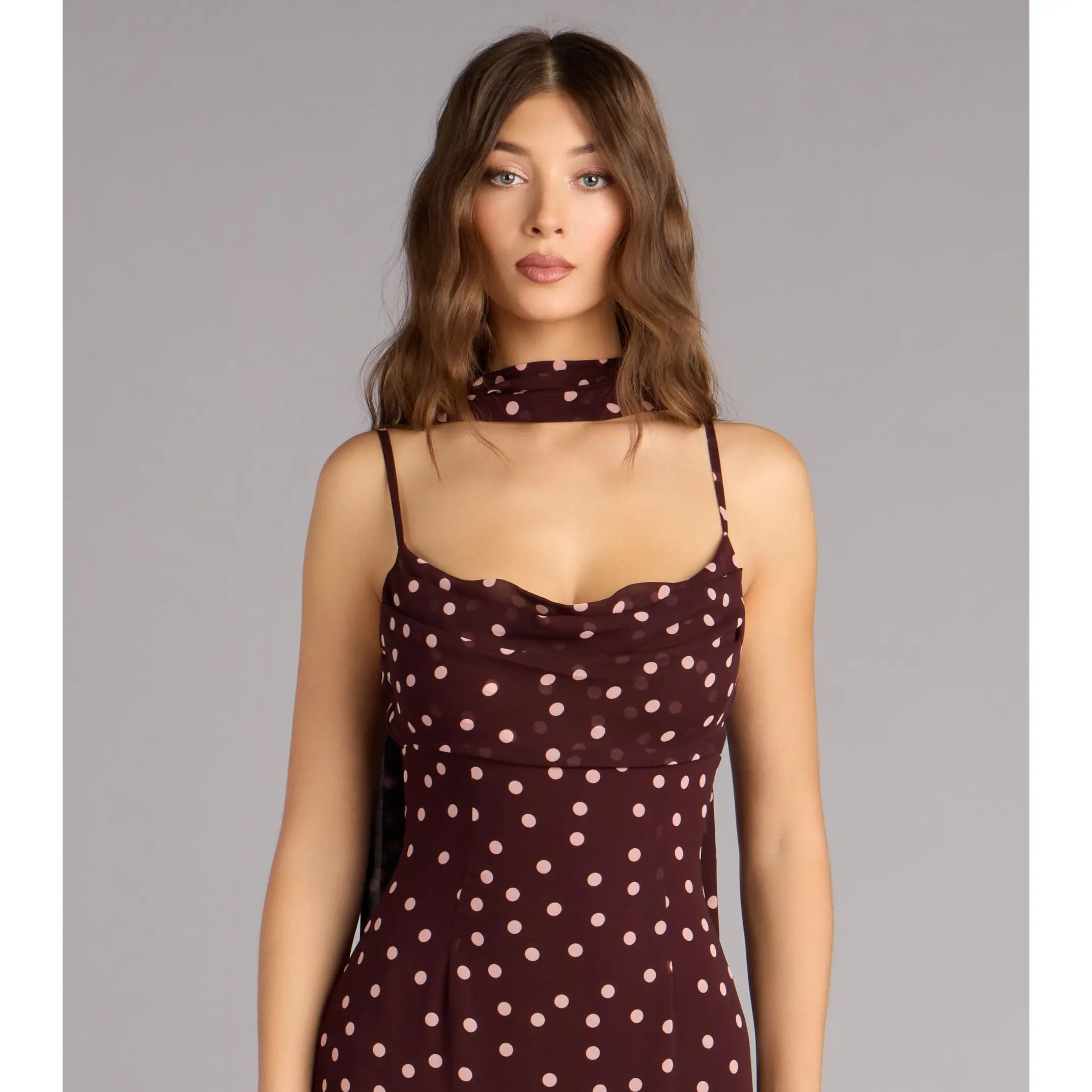Jodie Polka Dot Chiffon Mermaid Formal Dress