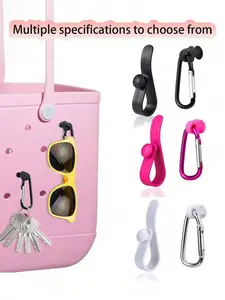 Bog bag accessories: key pouch and bag hook. Mini portable beach bag hook with button design. Lightweight replacement travel accessories, solid color and multi-functional. Anti-lost keychain for easy key finding, reusable for travel daily use.