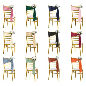 50/60PC 16x70inch Chair Sashes Cheesecloth Sashes Rustic Chair Decorative Bows Designed ChairCover for Wedding Banquet Party Aisle Home Kitchen Decoration