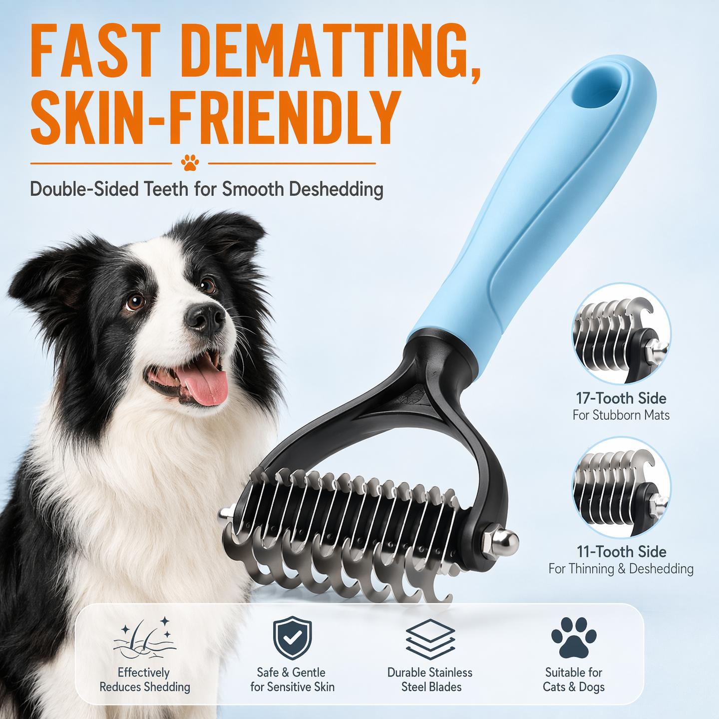 Pet Grooming Brush - Double Sided Shedding and Dematting Undercoat Rake Comb for Dogs and Cats, No More Nasty Shedding or Flying Hair Pet Grooming Brush - Double Sided Shedding and Dematting Undercoat Rake Comb for Dogs and Cats, No More Nasty Shedding or Flying Hair