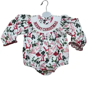 Baby Girl Christmas Smock Bubble Romper Merry Christmas Onesie Newborn Baby Gift