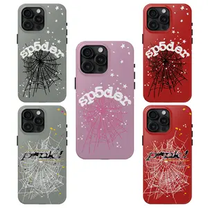 Sp5der Tough Phone Case, Pink, Grey, iPhone 16/15/14/13/12/11/X/XR/XS 8 Plus, Durable Accessories