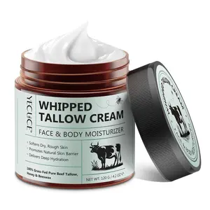 Beef Tallow Moisturizer, Hydrating Nourishing Face Cream, Face Lotion for Women & Men, Daily Skincare Product for Soothing Dry SkinFACE & BODY MOISTURIZER,Softens Dry, Rough Skin, Deep Hydration,Grass-fed Grass-finished Beef Tallow, Beeswax, Honey.