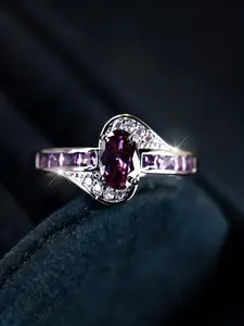 A Shimmering Purple Zirconia Ring Designed for Women, Embodying a Soft Touch of Luxury, Perfect for Brides As Stunning Wedding Promise Rings And Engagement Jewelry, Elegant Engagement Ring
