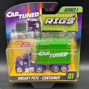 Car Tuned Rigs Series 1 - Sneaky Pete Container Truck #01 - Purple and Green
