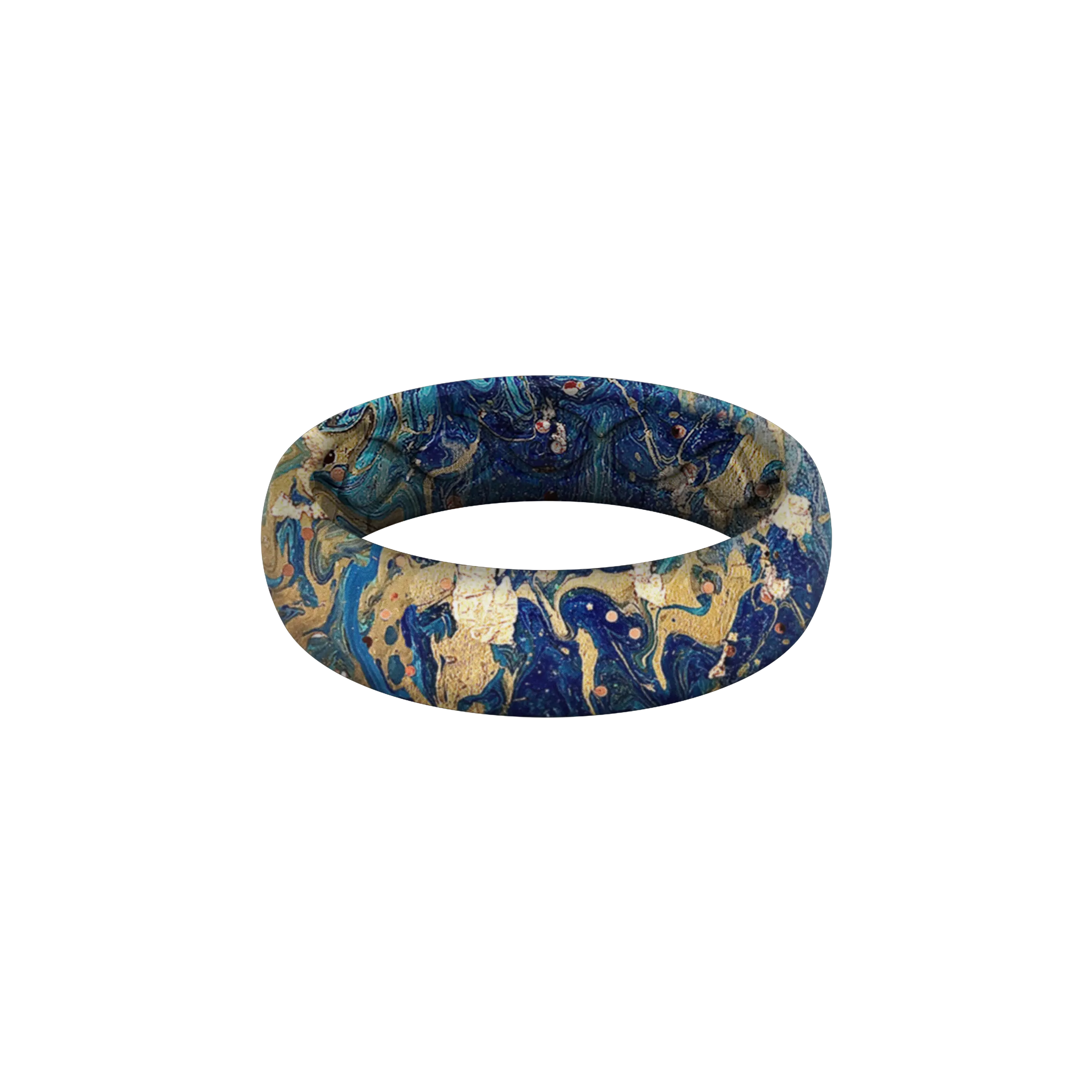 Groove Ring – Thin Silicone Wedding Ring for Women, Everyday Comfort – Blue Swirl
