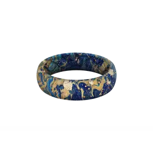 Groove Ring – Thin Silicone Wedding Ring for Women, Everyday Comfort – Blue Swirl