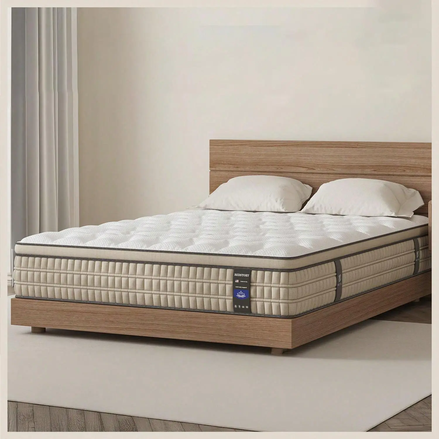 BedStory 14 Inch Q/K Bed,sweet night refurbished mattress comfortable safe foam stress relief gel infuse Hybrid box mattress Ergonomic